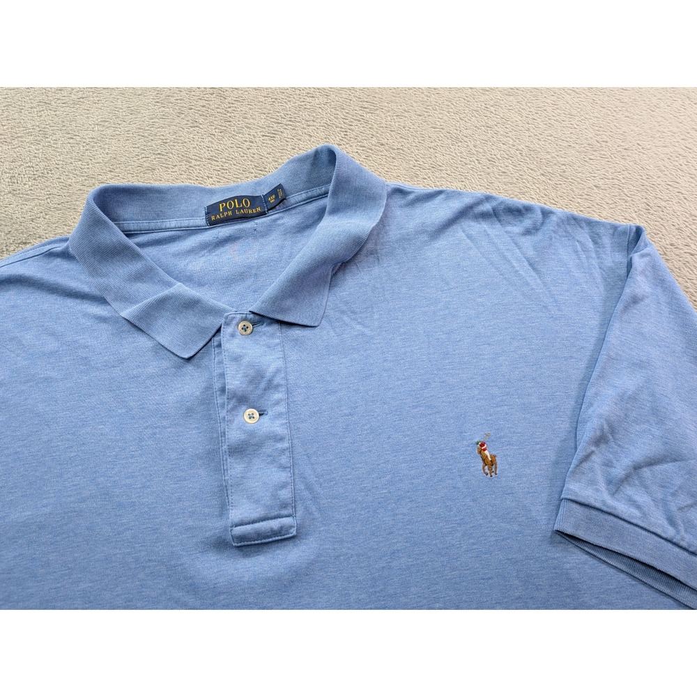 Polo Ralph Lauren Mens 4XB Big Light Blue Short Sleeve Cotton Polo Shirt